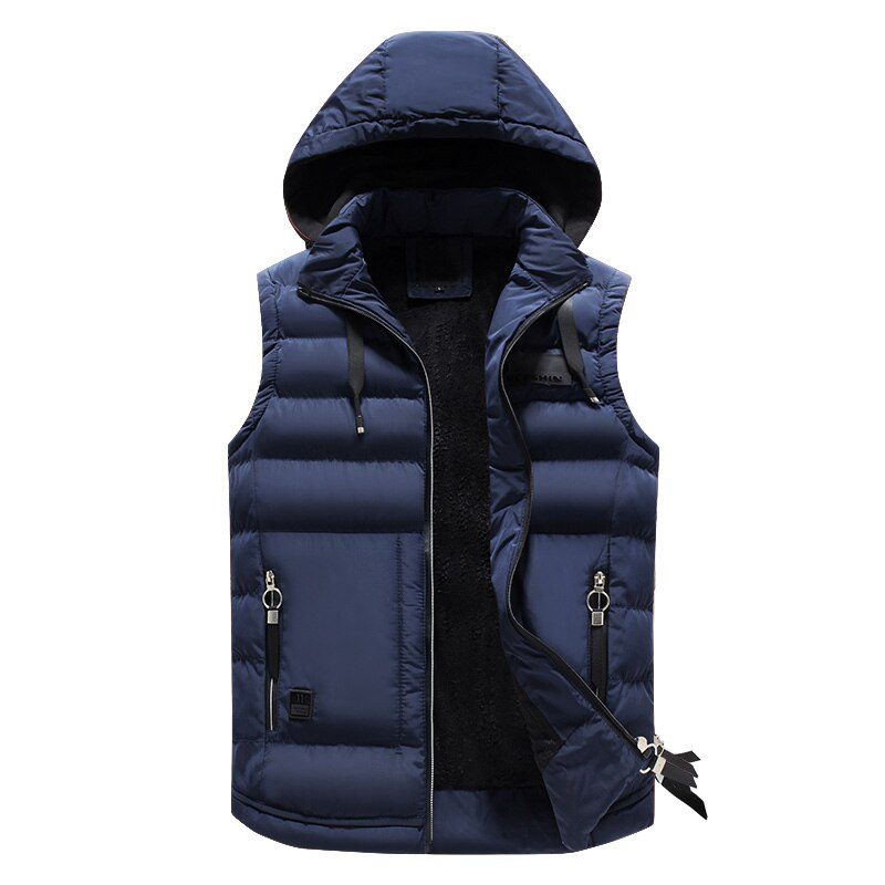 Men’s Black Quilted Vest Jacket 2018 Casual Removable Hooded Zip up ...